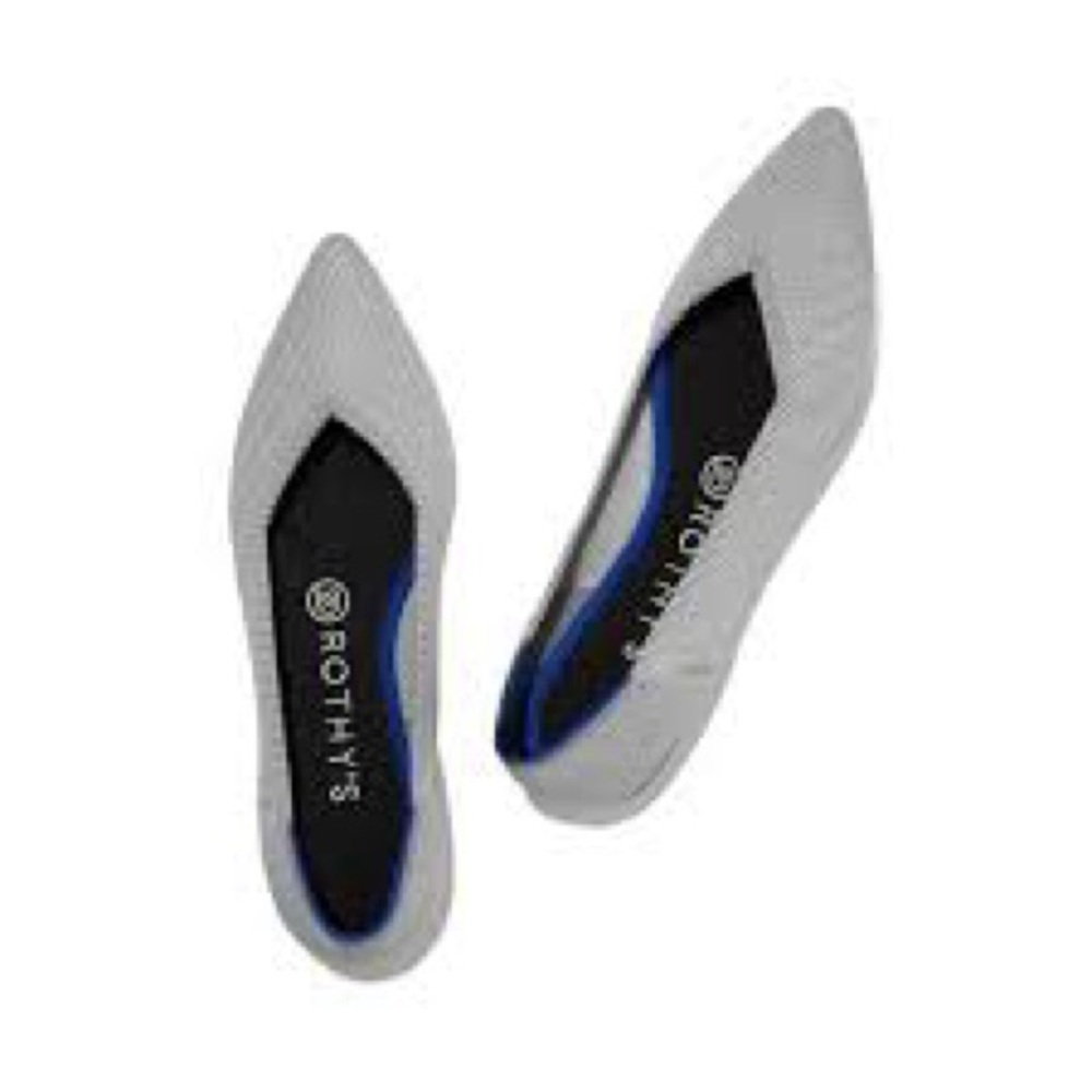 Rothy's Flax Birdseye Gray and Blue Pointed Toe Flats